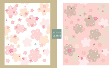 桜のシームレスパターン素材セット・色違い2パターン