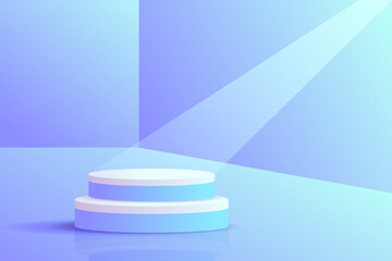 Set purple blue violet 3d object cylinder pedestal podium display gradient color minimal scene