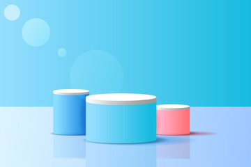Set purple blue violet 3d object cylinder pedestal podium display gradient color minimal scene