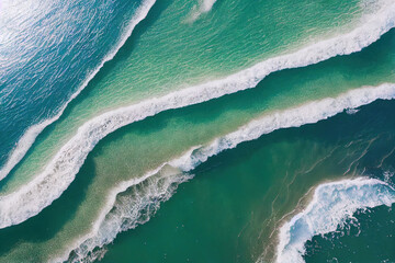 Spectacular aerial top view background photo of ocean sea water white wave splashing in the deep sea. Drone photo backdrop of sea wave in bird eye waves. © InfiniteFlow
