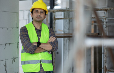 portrait asian construction worker