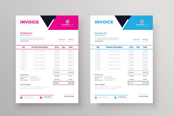 Invoice design for corporate business marketing company clean restaurant letterhead design
