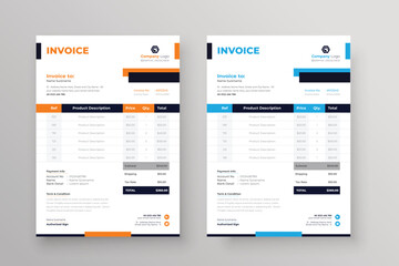 Invoice design for corporate business marketing company clean restaurant letterhead design