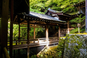 Beautiful wooden interior of ancient Eikando Temple