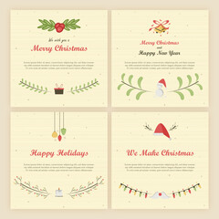 Merry christmas illustration set, clipart for card, social media and graphic resource