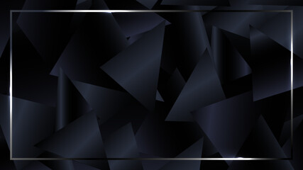 Abstract black triangle gradient overlapping layered with frame on black background.