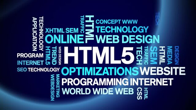 HTML5 animated tag word cloud;text design animation kinetic typography seamless loop.