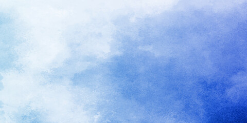 Obraz premium Abstract gradient light sky blue shades watercolor background on white paper texture. Aquarelle painted textured canvas design, blue ink splashes on white paper. Spray paint grain background. 