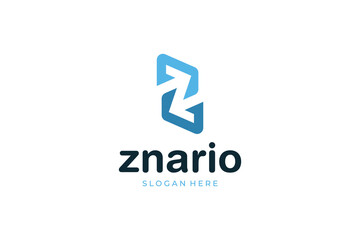 Monogram Initial Letter Z with Zigzag Up-Down Arrow Logo Design