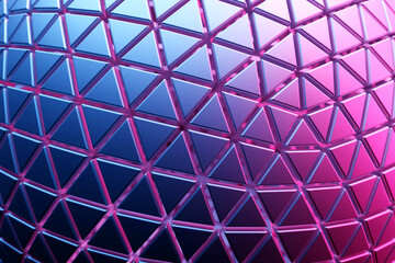 3d Illustration  rows of   blue and pink   triangles  .Geometric background,  pattern.