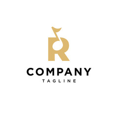 Fototapeta premium R Letter Music Note Vector logo icon vector Template 
