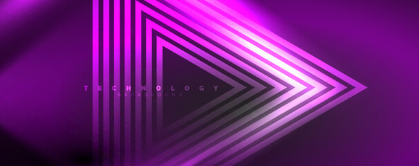 Neon glowing techno lines, hi-tech futuristic abstract background template. Vector illustration for wallpaper, banner, background, leaflet, catalog, cover, flyer