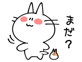 後ろをふり返るにゃんことハムスターのイラスト素材