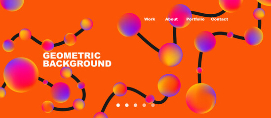 Network concept, line points connections geometric landing page background.