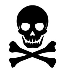 Crossbones skull mark flat  illustration ( danger / warning) / png ( background transparent )