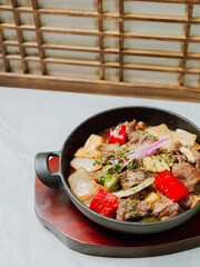 Grilled beef chop steak dish