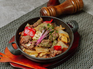Grilled beef chop steak dish