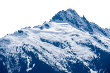 Muurstickers Mountain winter landscape. Mountain covered by ice, snow and trees. PNG transparent image. © bcdesign