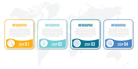 Infographic design template.Business process with 4 steps. Vector thin line elements for presentation