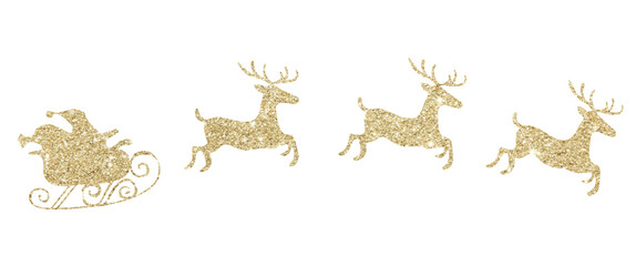 Santa Claus christmas gold deer silhouette ,Santa Claus christmas gold reindeer isolated © peacefy