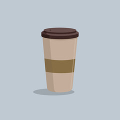 paper cup of coffee illustration in flat vector design