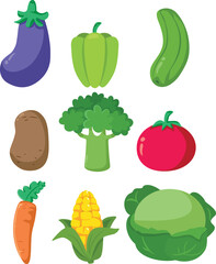 Vector Vegetables Set Grocery Produce Collection. Fresh produce in the market from eco organic gardening farm
