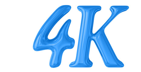 4k Follower Blue Balloon Number 3D