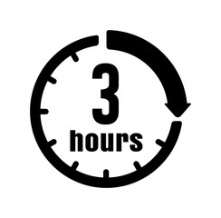 Timer, clock icon illustration ( 3 hours ) / png ( background transparent )