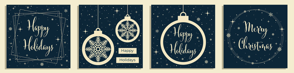 Christmas greeting card collection. - obrazy, fototapety, plakaty