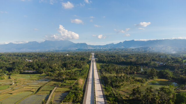 Aerial photo of Sigli Banda Aceh (Sibanceh) toll road.