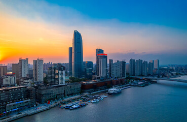 Night view of the Old Bund at Sanjiangkou, Ningbo, Zhejiang province, China