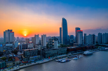 Obraz premium Night view of the Old Bund at Sanjiangkou, Ningbo, Zhejiang province, China