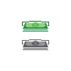 ATM, cash withdraw, money dollar. Pixel art 8 bit icon vector illustration