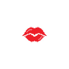 Beautiful Lips. Pixel art 8 bit icon vector illustration