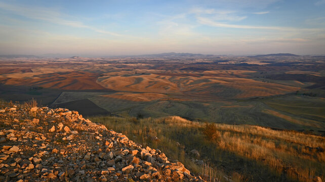 Palouse Landscape At Sunset