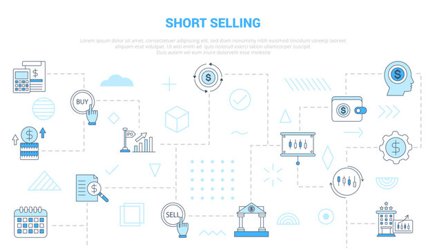 short selling concept with icon set template banner with modern blue color style