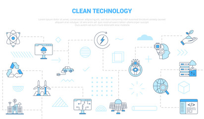Fototapeta na wymiar clean technology concept with icon set template banner with modern blue color style