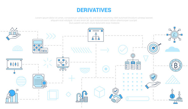 derivatives concept with icon set template banner with modern blue color style