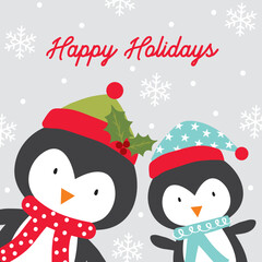 christmas card with penguins design