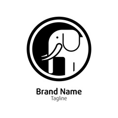 Simple elephant logo for company or symbol isolated on white background.