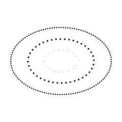 Tracing ellipse shape symbol, dashed and dotted broken line element for preschool, kindergarten and Montessori kids prewriting, drawing and cutting practice activities in vector illustration