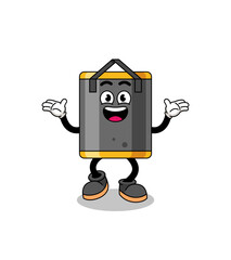punching bag cartoon searching with happy gesture