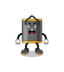 punching bag cartoon illustration with angry expression
