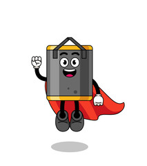 punching bag cartoon with flying superhero