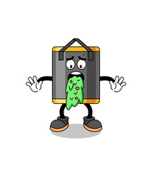 punching bag mascot cartoon vomiting