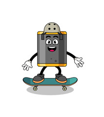 punching bag mascot playing a skateboard