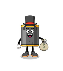 punching bag mascot illustration rich man holding a money sack