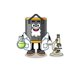 Mascot of punching bag as a scientist