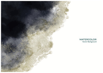 紺と金のラメの水彩風背景ベクターイラストセット © meeco