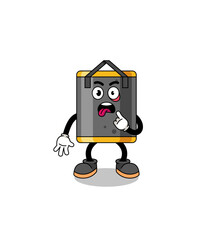 Character Illustration of punching bag with tongue sticking out